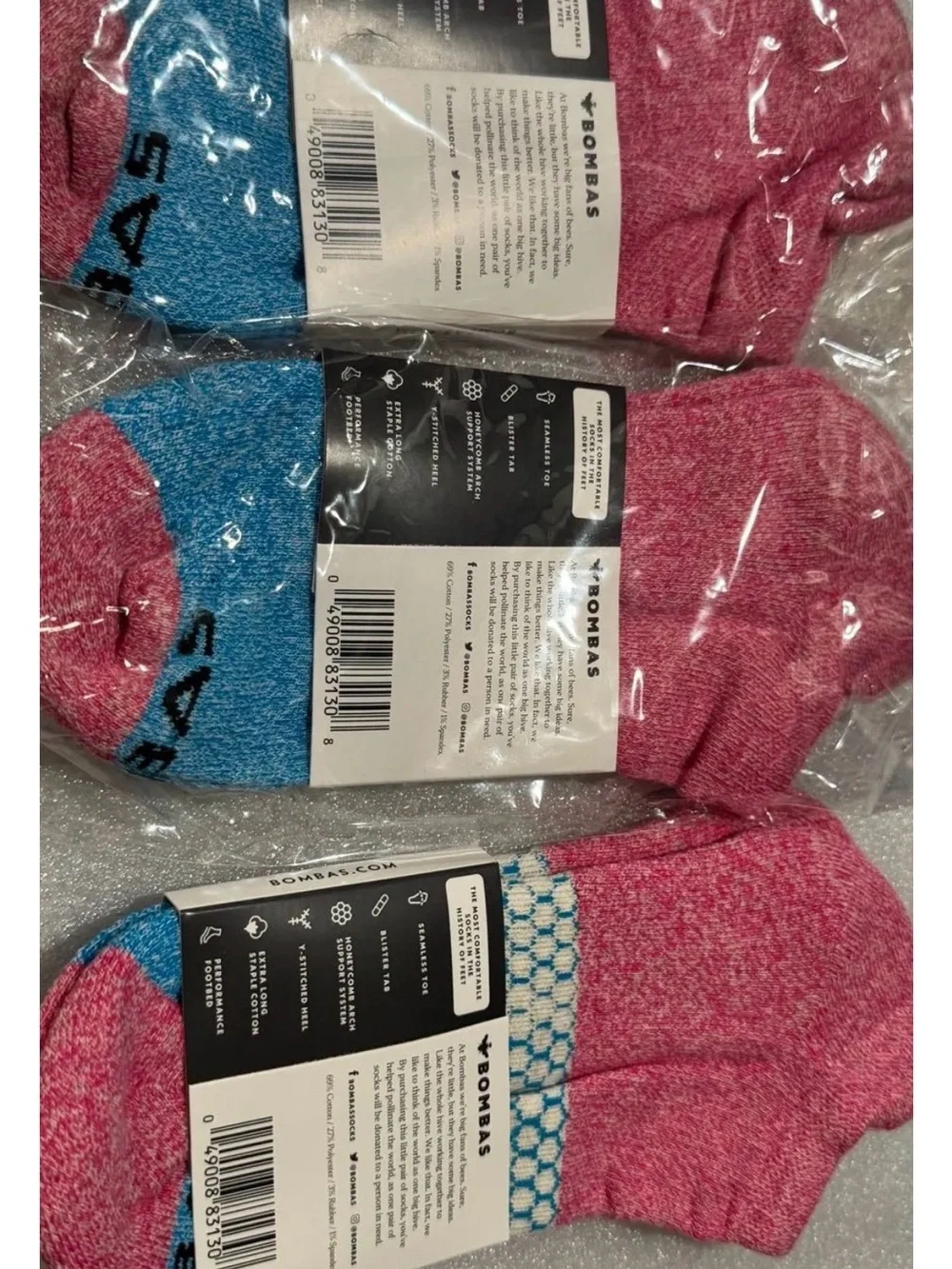Bombas Pink and Blue No-Show Sock Set